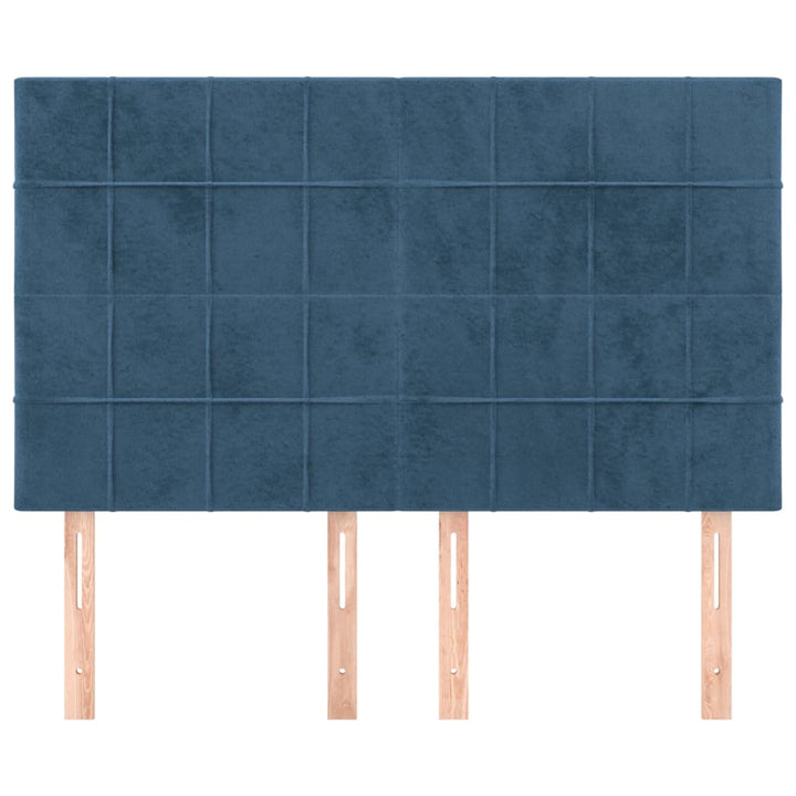 sengegavl mørkeblå 144x5x118/128 cm fløjl