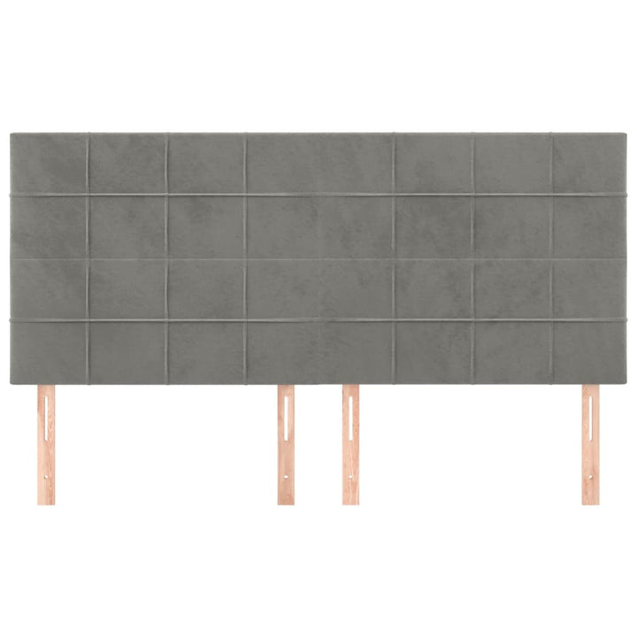 sengegavl lysegrå 160x5x118/128 cm fløjl