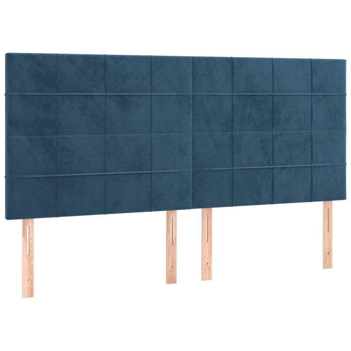 sengegavl mørkeblå 160x5x118/128 cm fløjl