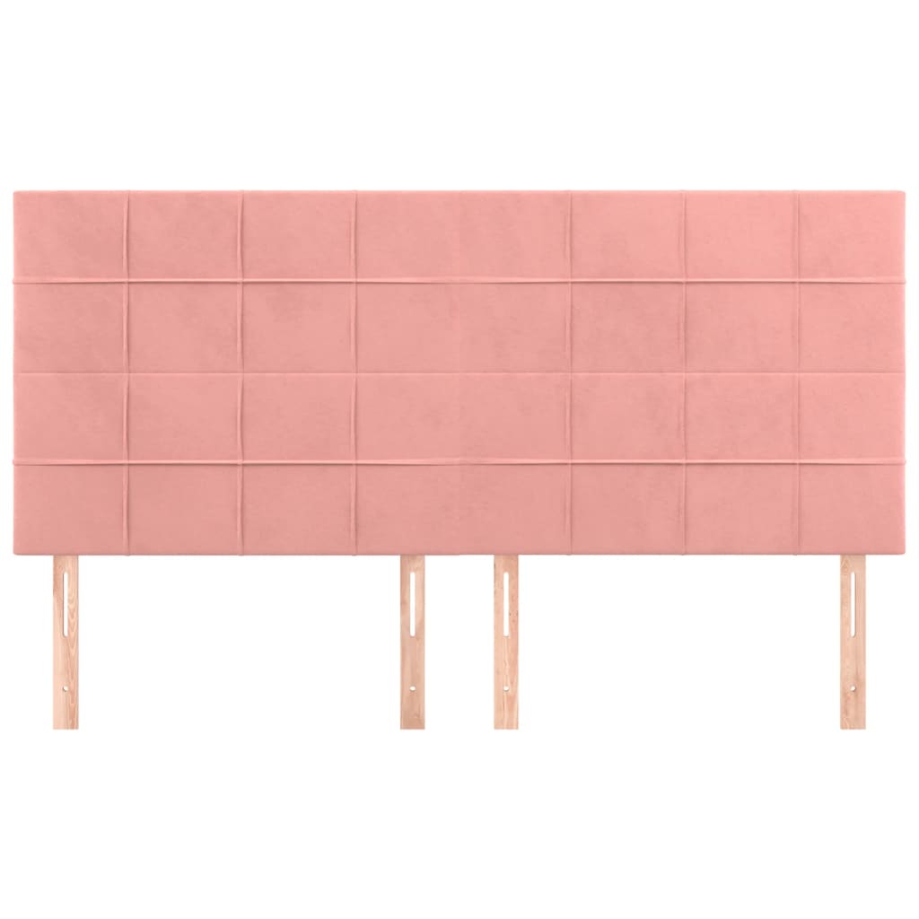 sengegavl lyserød 160x5x118/128 cm fløjl