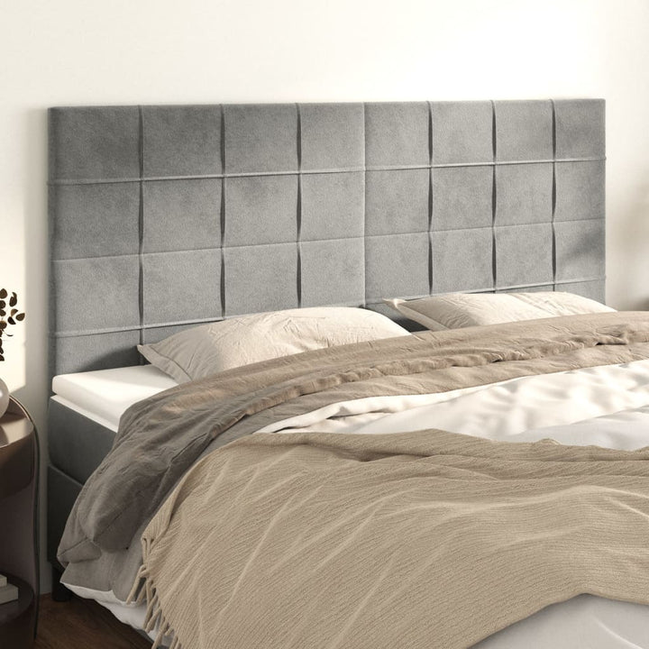 sengegavl lysegrå 180x5x118/128 cm fløjl