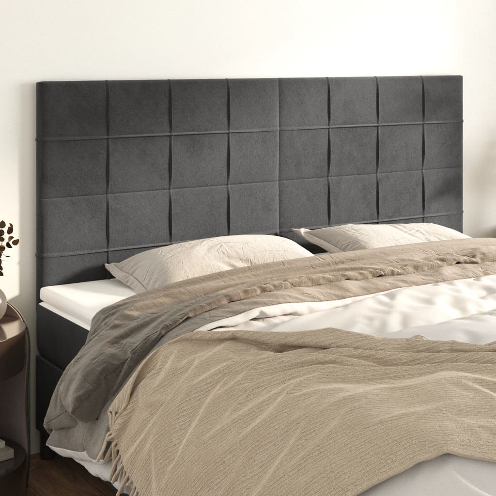 sengegavl mørkegrå 180x5x118/128 cm fløjl