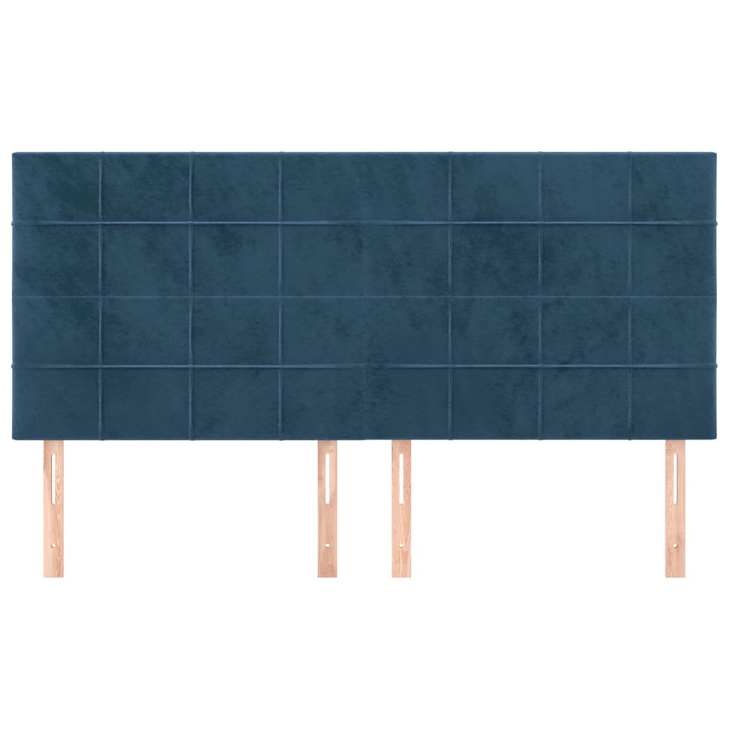 sengegavl mørkeblå 180x5x118/128 cm fløjl