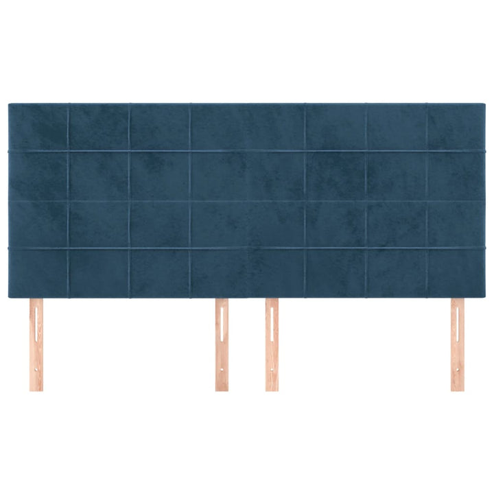 sengegavl mørkeblå 180x5x118/128 cm fløjl