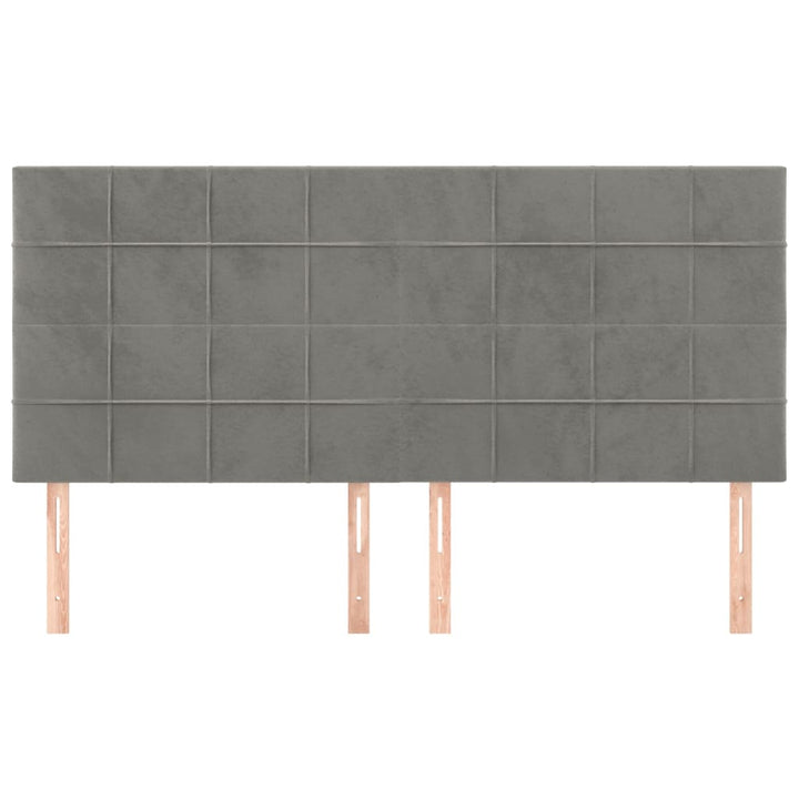 sengegavl lysegrå 200x5x118/128 cm fløjl