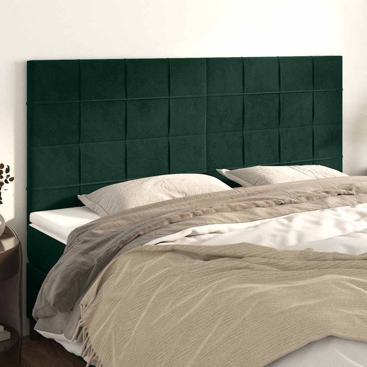 sengegavl mørkegrøn 200x5x118/128 cm fløjl