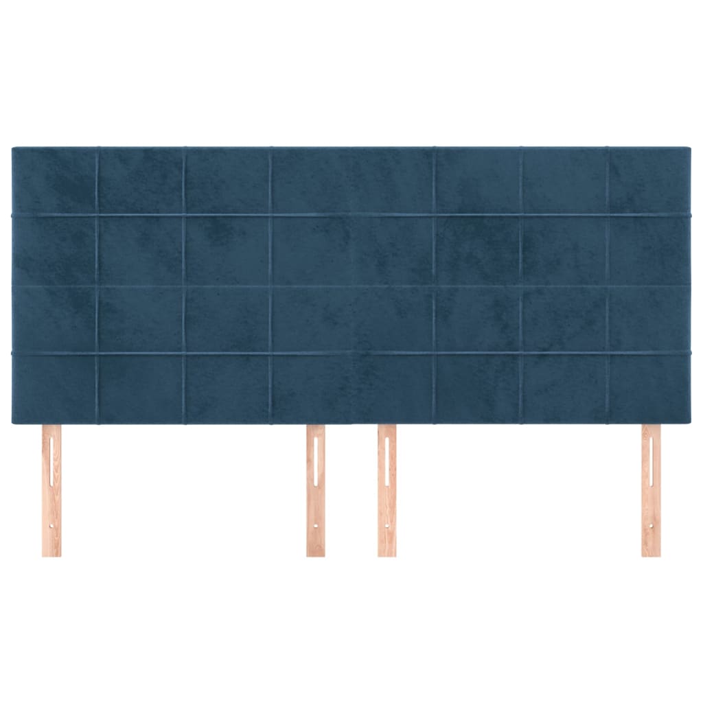 sengegavl mørkeblå 200x5x118/128 cm fløjl