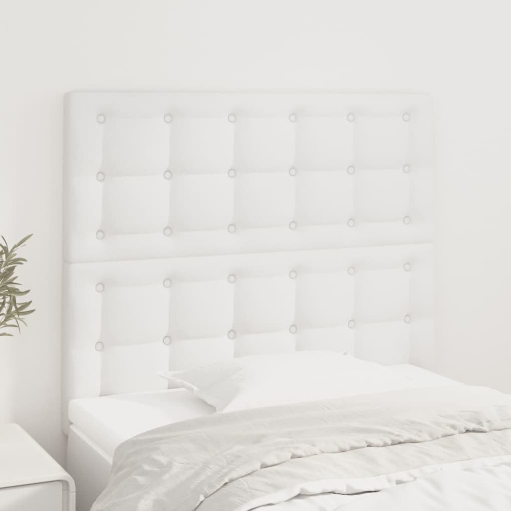 sengegavl hvid 100x5x118/128 cm kunstlæder