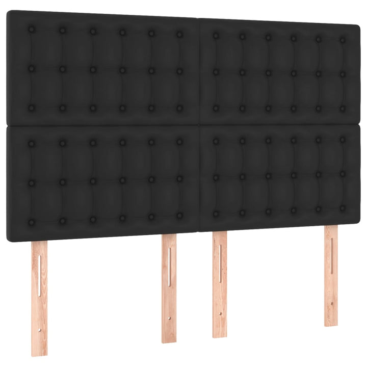 sengegavl sort 144x5x118/128 cm kunstlæder