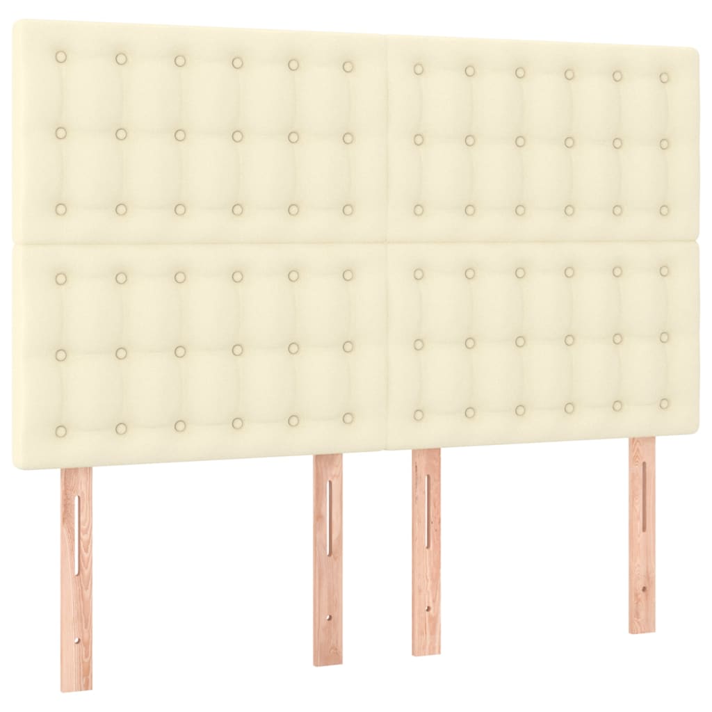sengegavl cremefarvet 144x5x118/128 cm kunstlæder