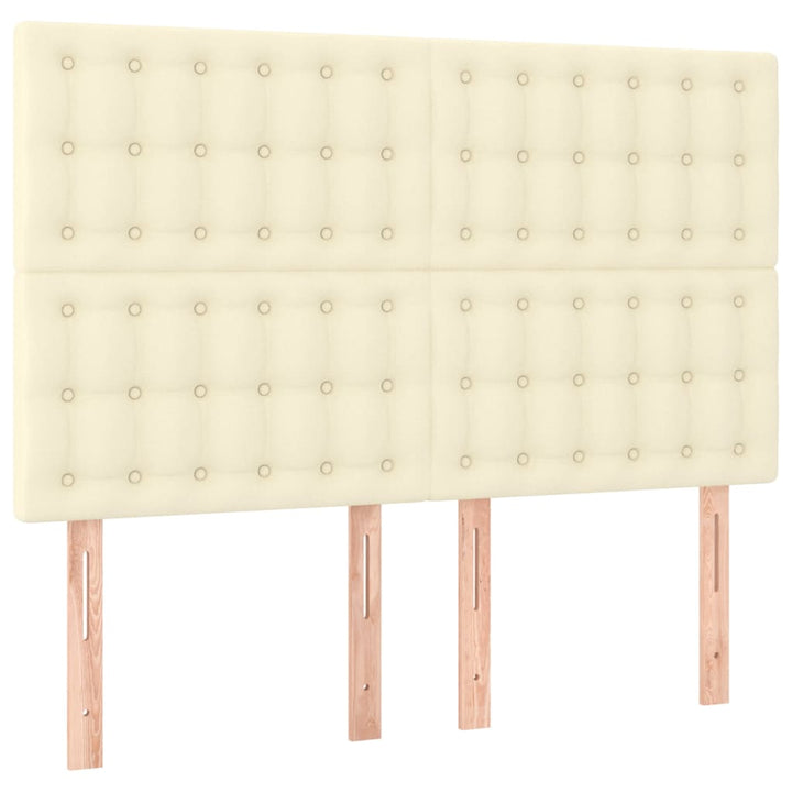 sengegavl cremefarvet 144x5x118/128 cm kunstlæder
