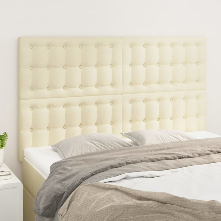 sengegavl cremefarvet 144x5x118/128 cm kunstlæder