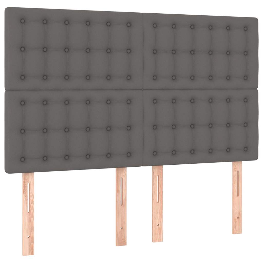 sengegavl grå 144x5x118/128 cm kunstlæder