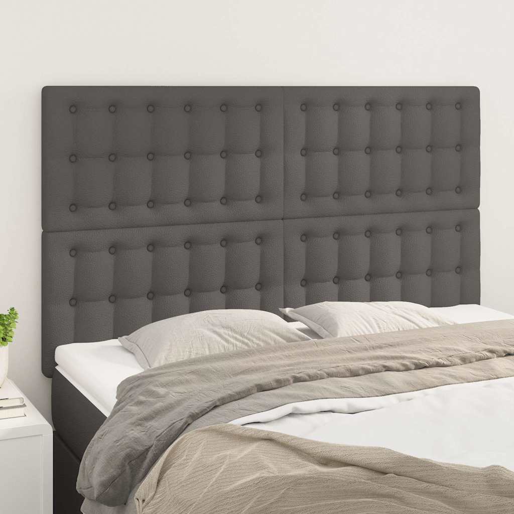 sengegavl grå 144x5x118/128 cm kunstlæder