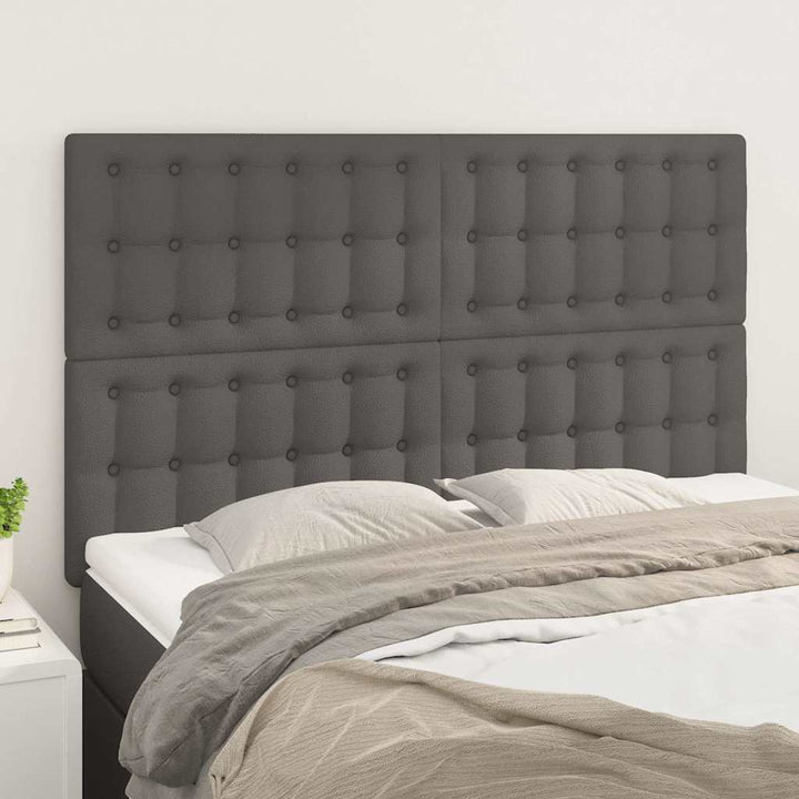 sengegavl grå 144x5x118/128 cm kunstlæder