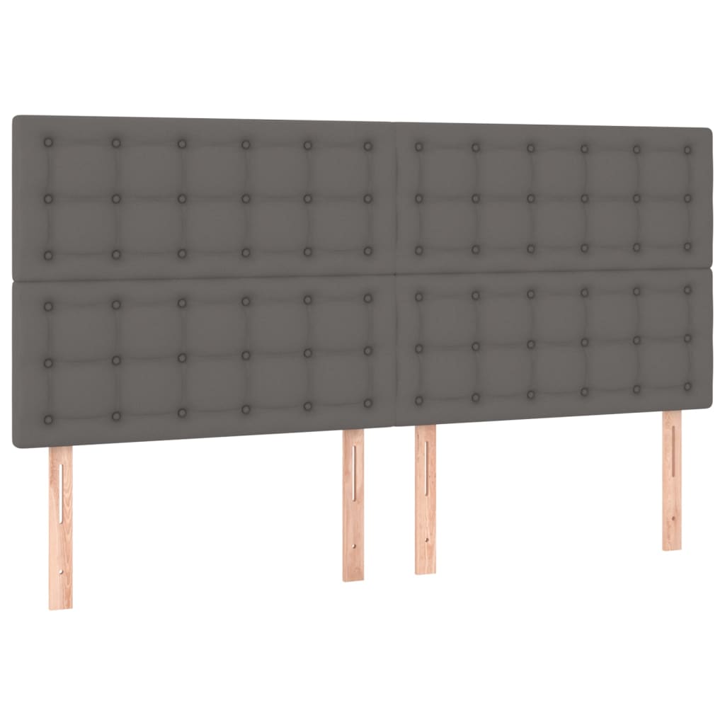 sengegavl grå 160x5x118/128 cm kunstlæder