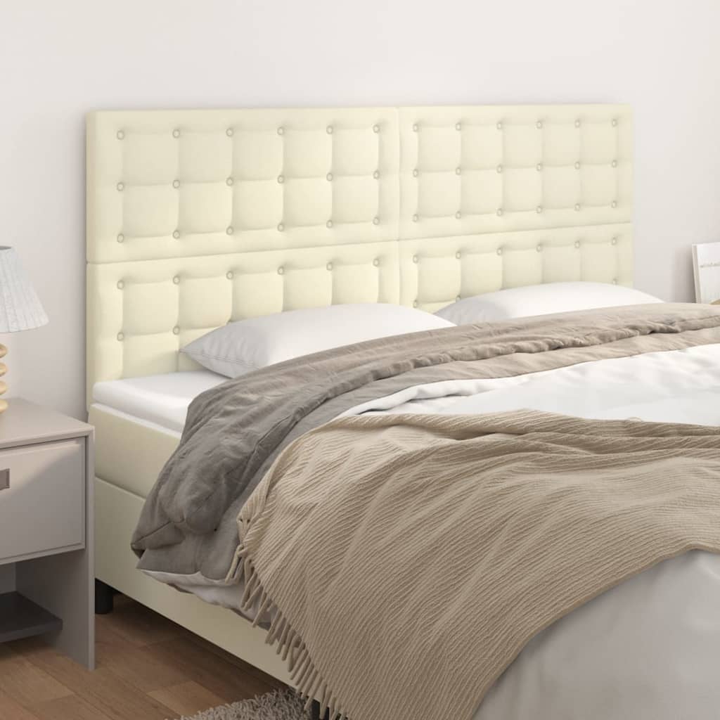 sengegavl cremefarvet 180x5x118/128 cm kunstlæder