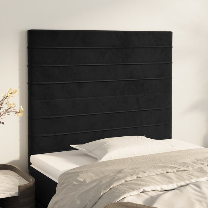 sengegavl sort 80x5x118/128 cm fløjl