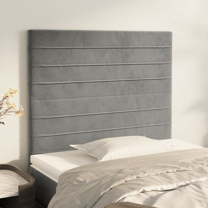 sengegavl lysegrå 90x5x118/128 cm fløjl