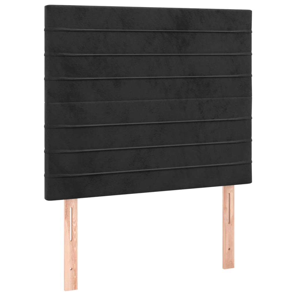 sengegavl sort 90x5x118/128 cm fløjl