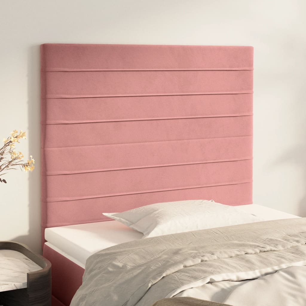 sengegavl lyserød 100x5x118/128 cm fløjl