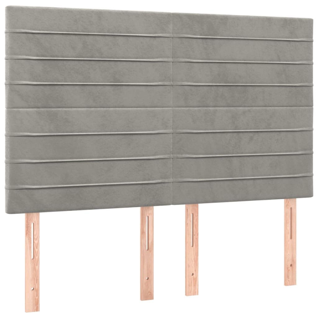 sengegavl lysegrå 144x5x118/128 cm fløjl