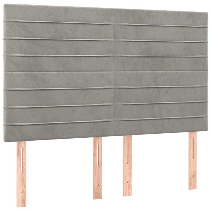 sengegavl lysegrå 144x5x118/128 cm fløjl