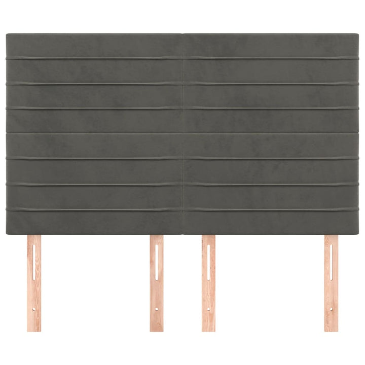 sengegavl mørkegrå 144x5x118/128 cm fløjl