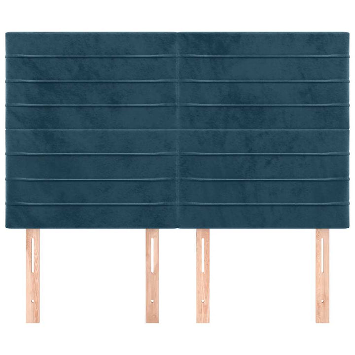 sengegavl mørkeblå 144x5x118/128 cm fløjl