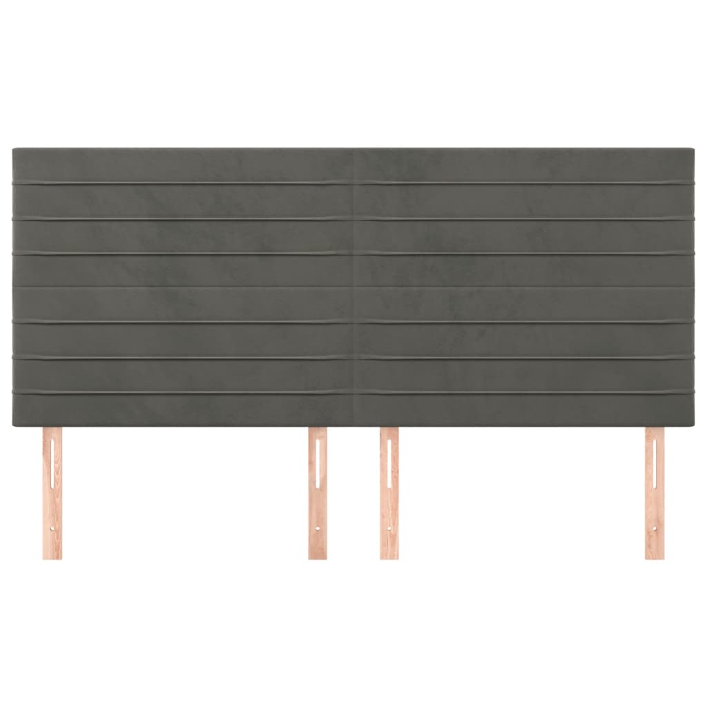 sengegavl mørkegrå 160x5x118/128 cm fløjl