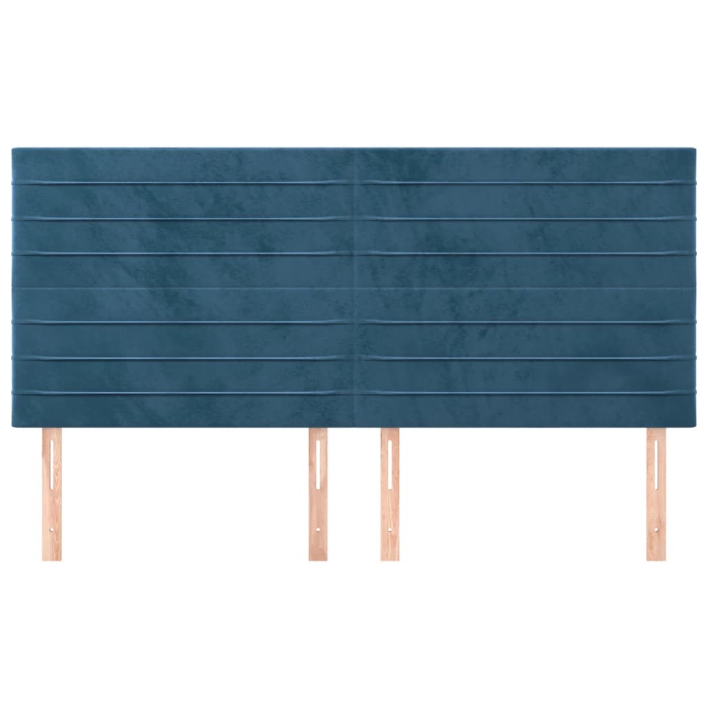 sengegavl mørkeblå 160x5x118/128 cm fløjl
