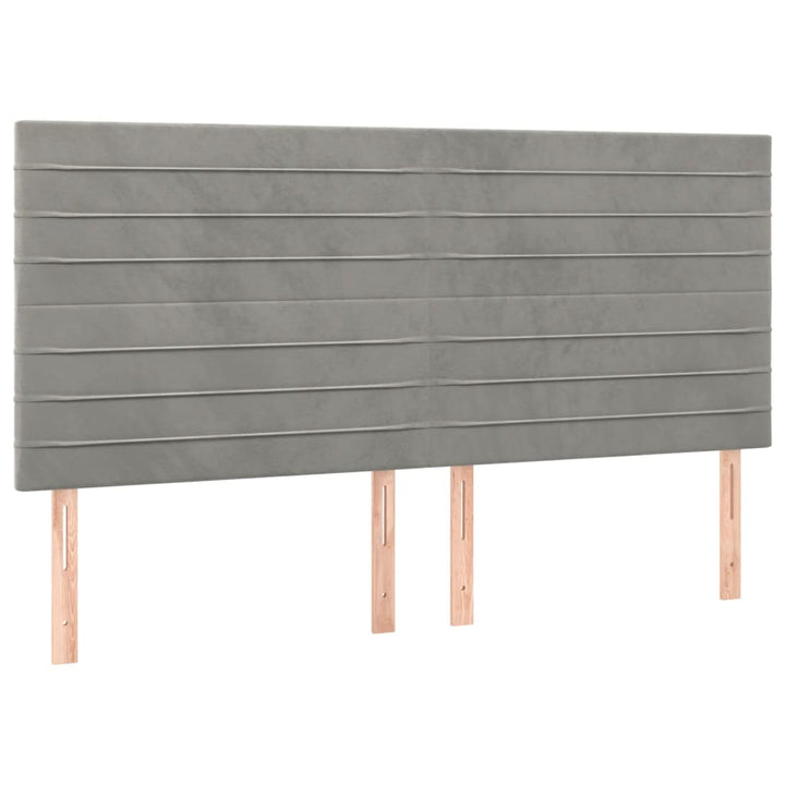 sengegavl lysegrå 180x5x118/128 cm fløjl