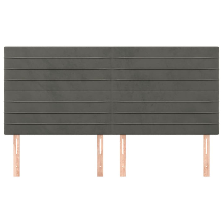 sengegavl mørkegrå 200x5x118/128 cm fløjl
