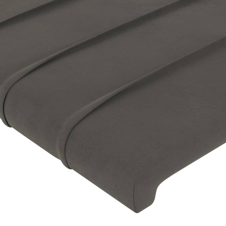 sengegavl mørkegrå 200x5x118/128 cm fløjl