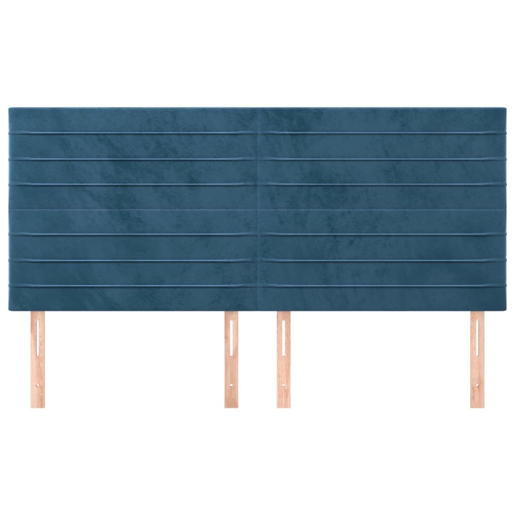 sengegavl mørkeblå 200x5x118/128 cm fløjl