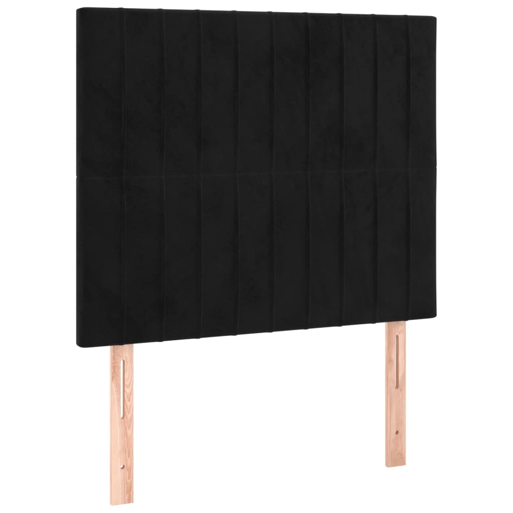 sengegavl sort 80x5x118/128 cm fløjl