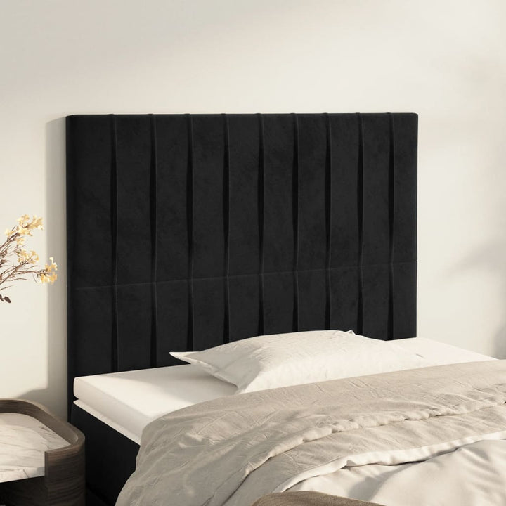 sengegavl sort 80x5x118/128 cm fløjl