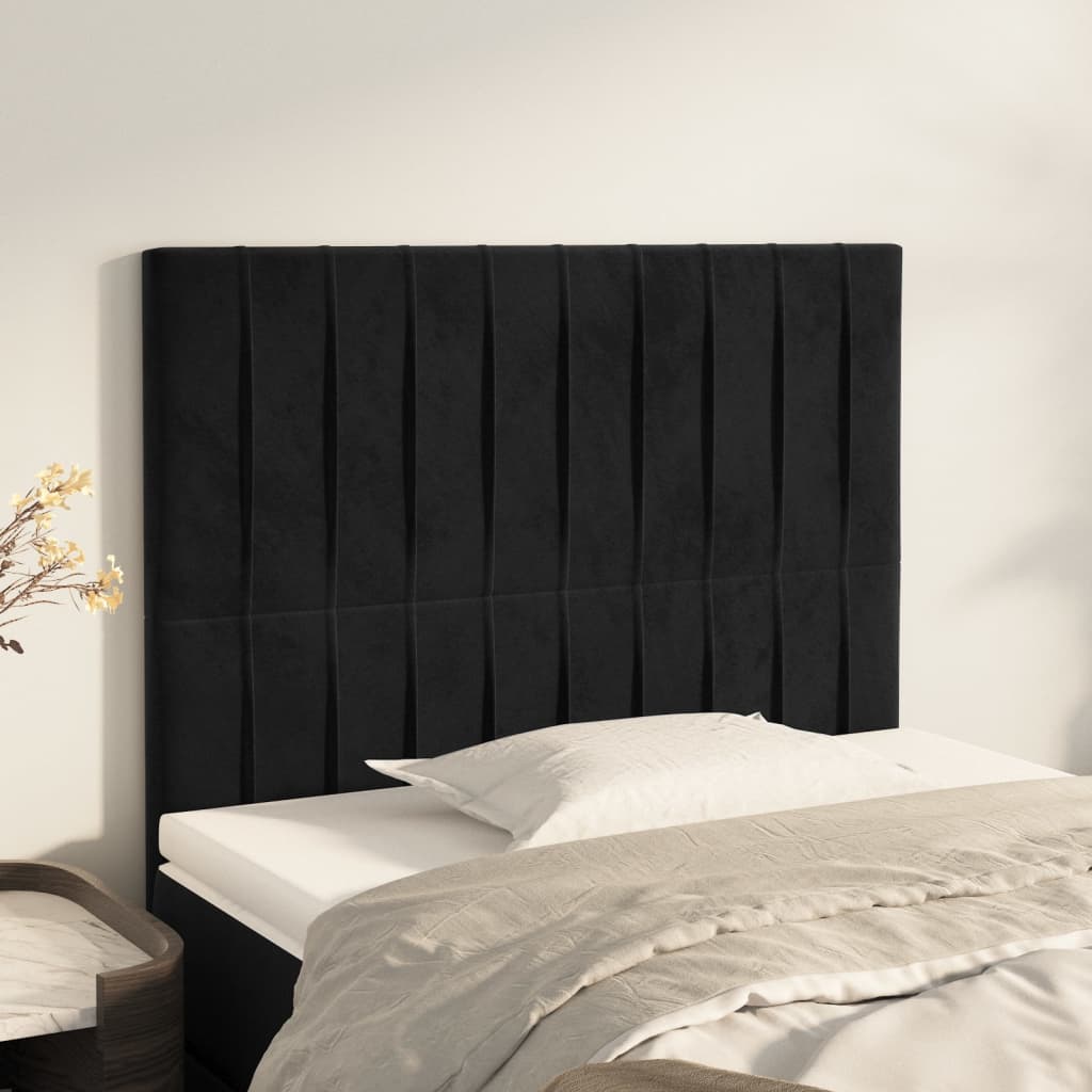 sengegavl sort 90x5x118/128 cm fløjl