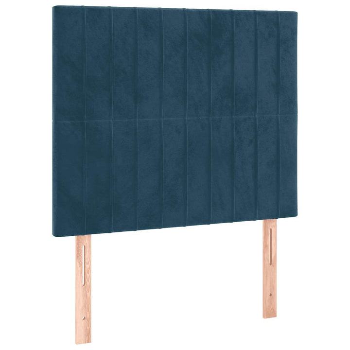 sengegavl mørkeblå 100x5x118/128 cm fløjl