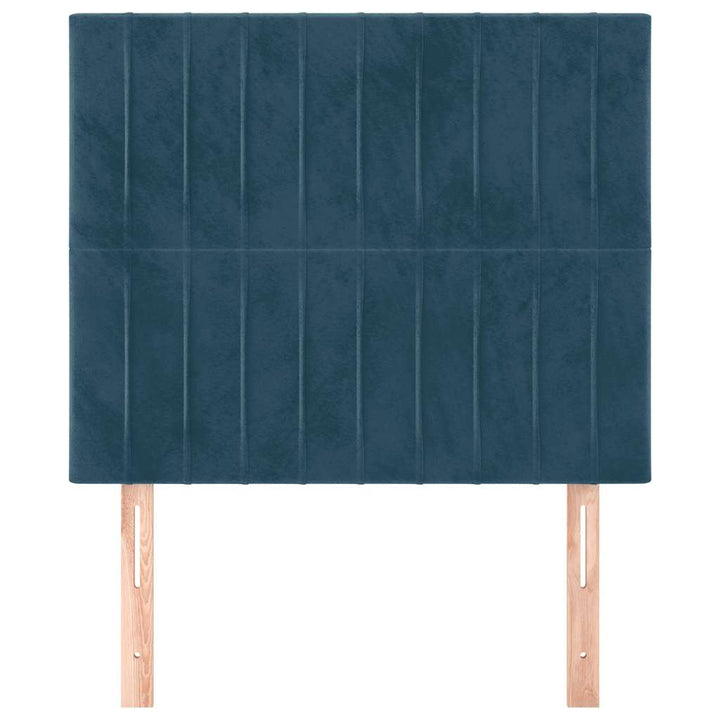 sengegavl mørkeblå 100x5x118/128 cm fløjl