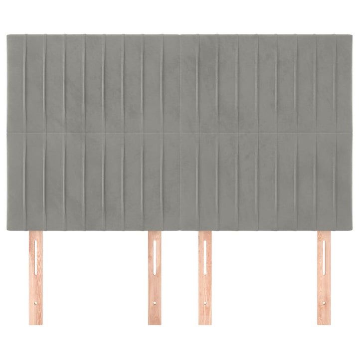 sengegavl lysegrå 144x5x118/128 cm fløjl