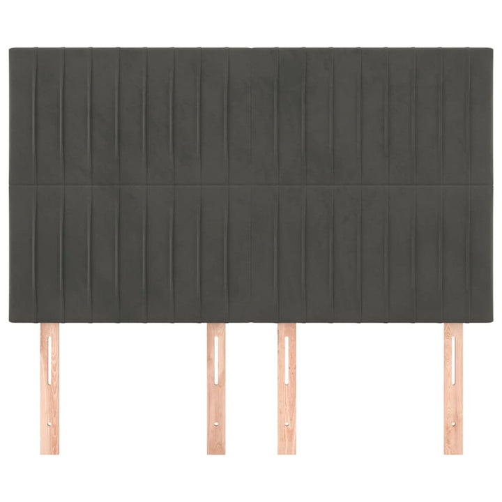 sengegavl mørkegrå 144x5x118/128 cm fløjl