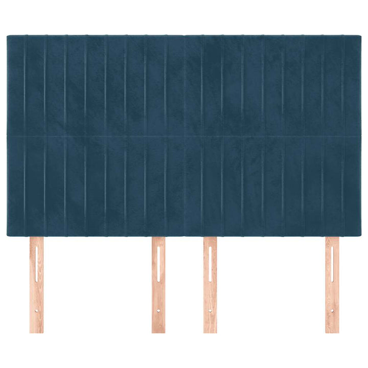 sengegavl mørkeblå 144x5x118/128 cm fløjl