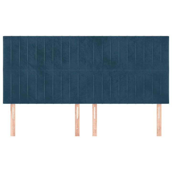 sengegavl mørkeblå 160x5x118/128 cm fløjl