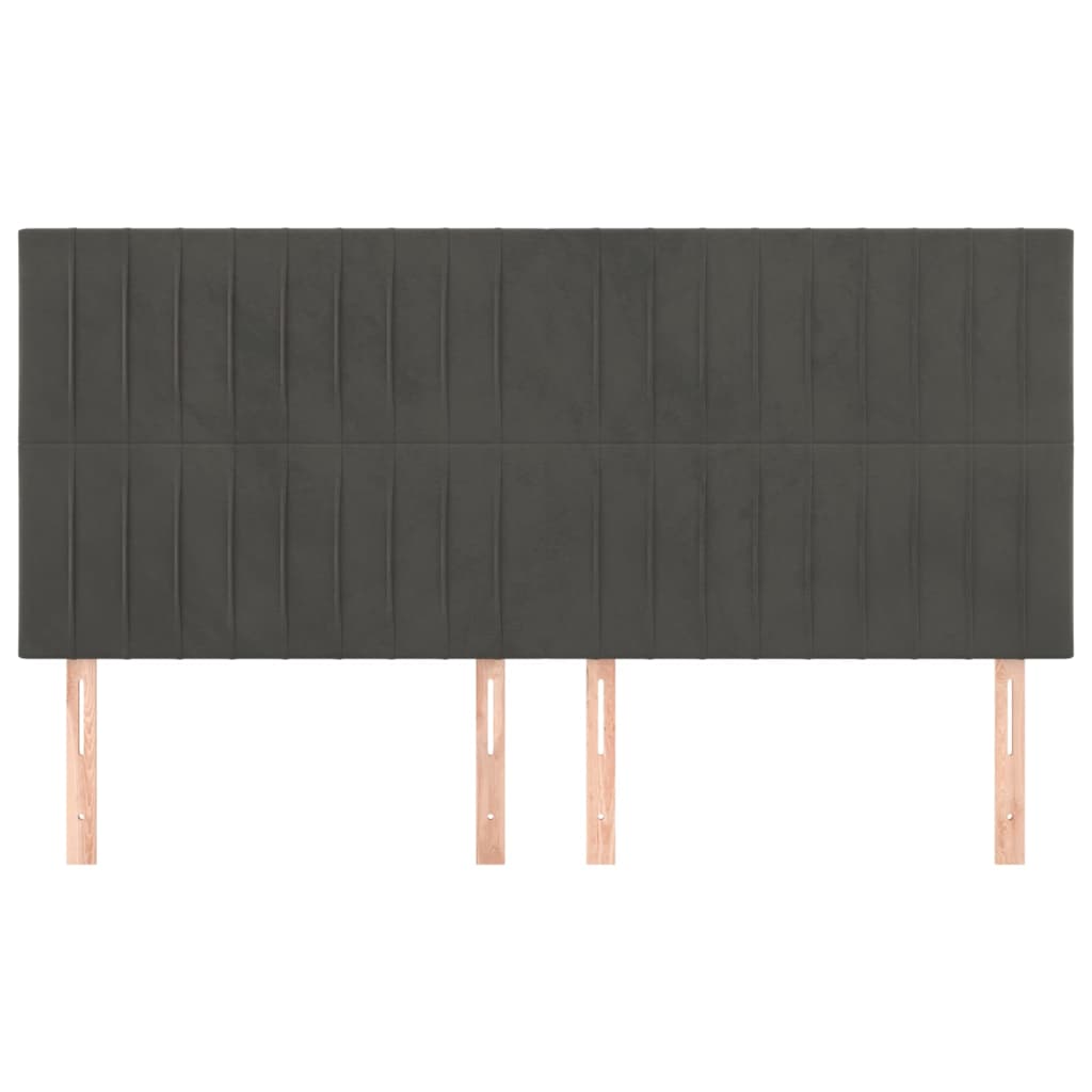 sengegavl mørkegrå 180x5x118/128 cm fløjl