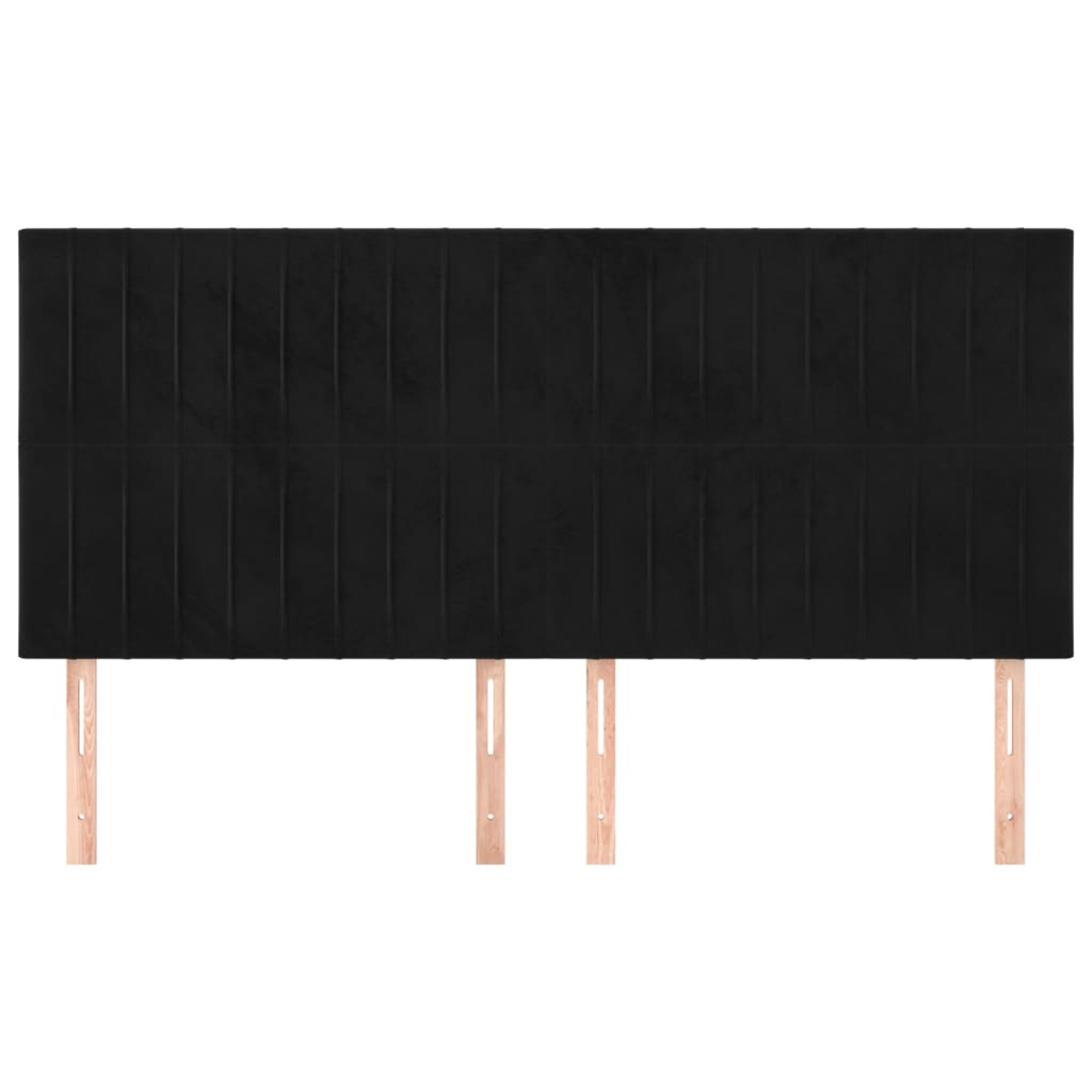 sengegavl sort 180x5x118/128 cm fløjl