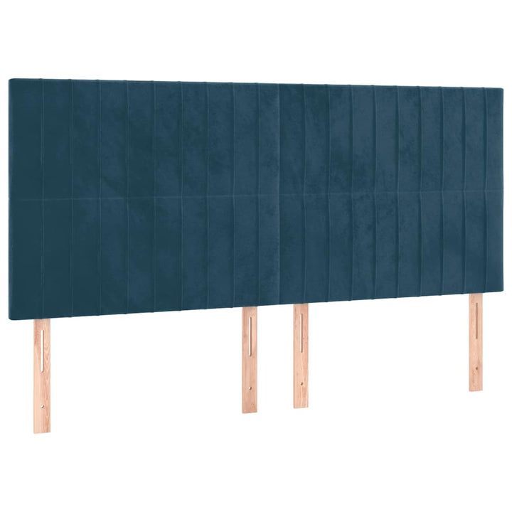 sengegavl mørkeblå 180x5x118/128 cm fløjl