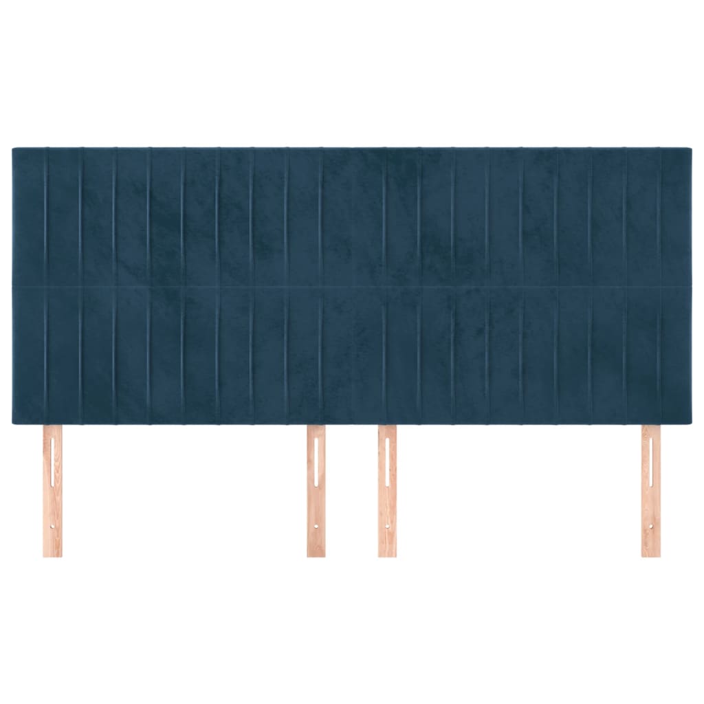 sengegavl mørkeblå 180x5x118/128 cm fløjl