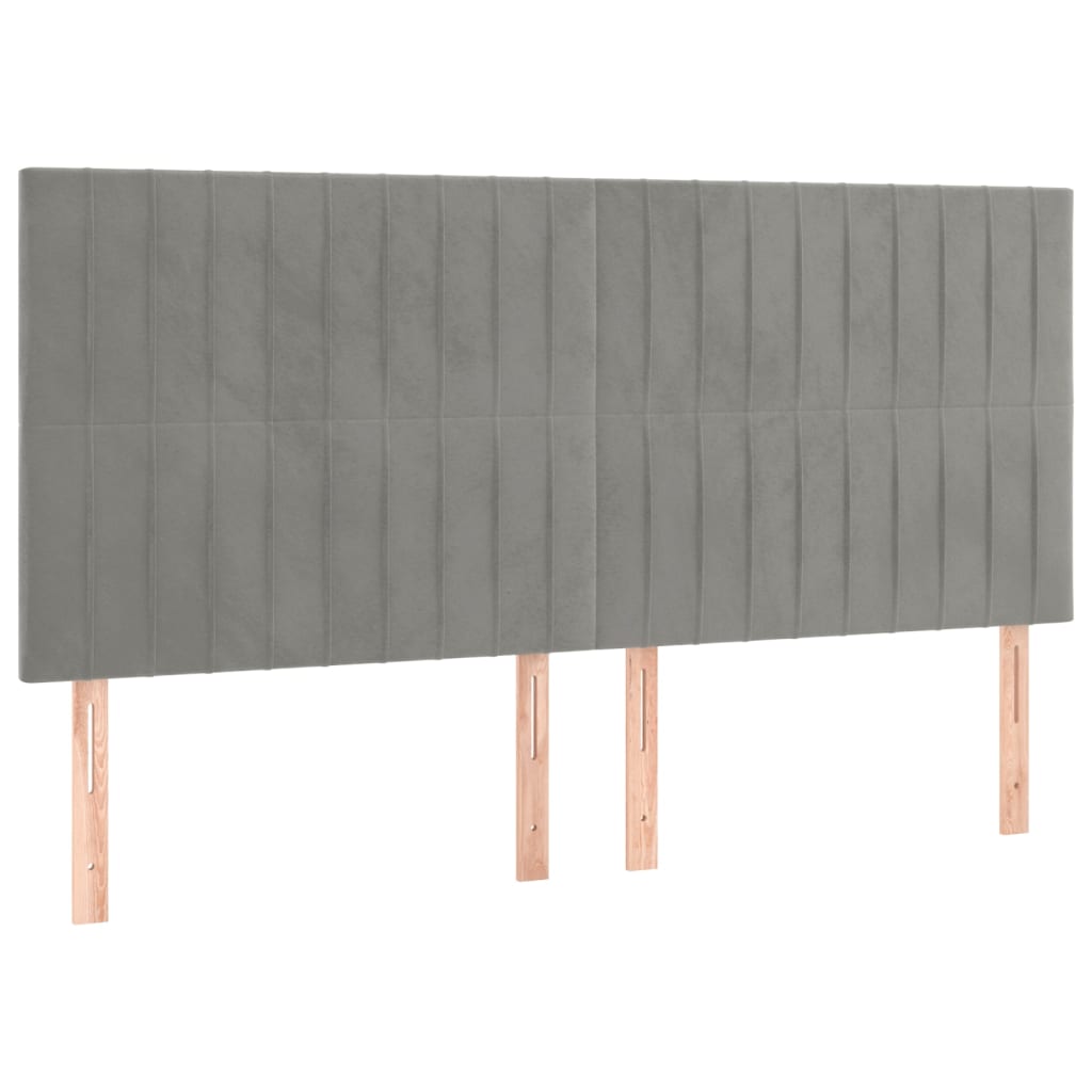 sengegavl lysegrå 200x5x118/128 cm fløjl