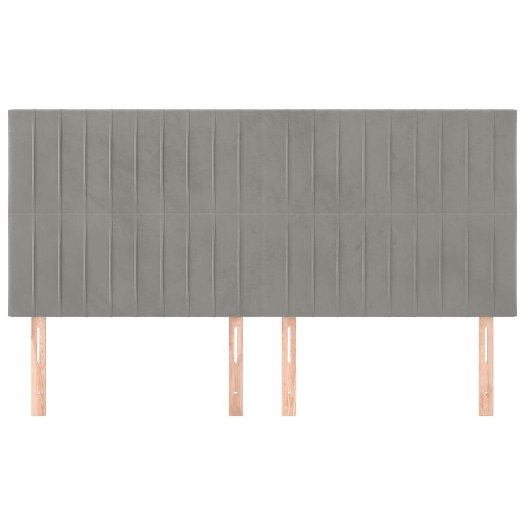 sengegavl lysegrå 200x5x118/128 cm fløjl